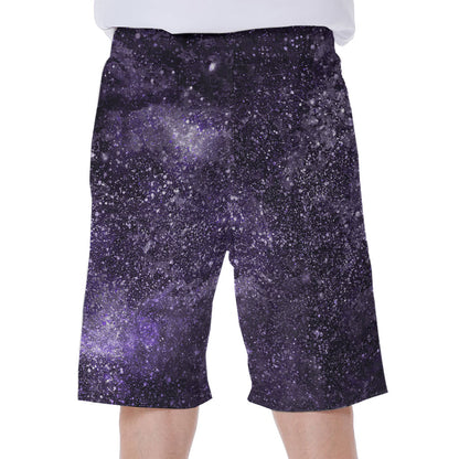 Dark Purple Cosmos Galaxy Space Print Men's Beach Shorts