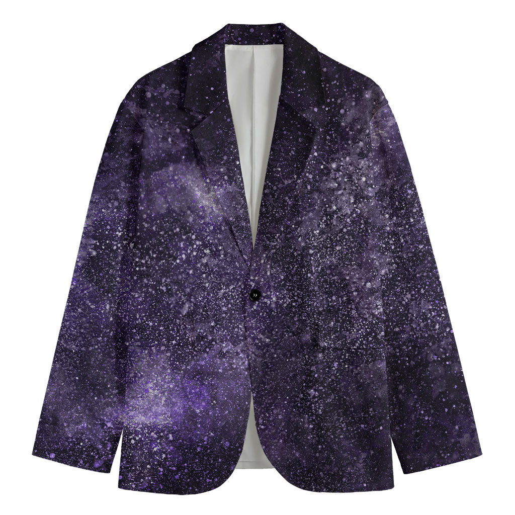 Dark Purple Cosmos Galaxy Space Print Men's Blazer