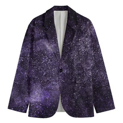 Dark Purple Cosmos Galaxy Space Print Men's Blazer