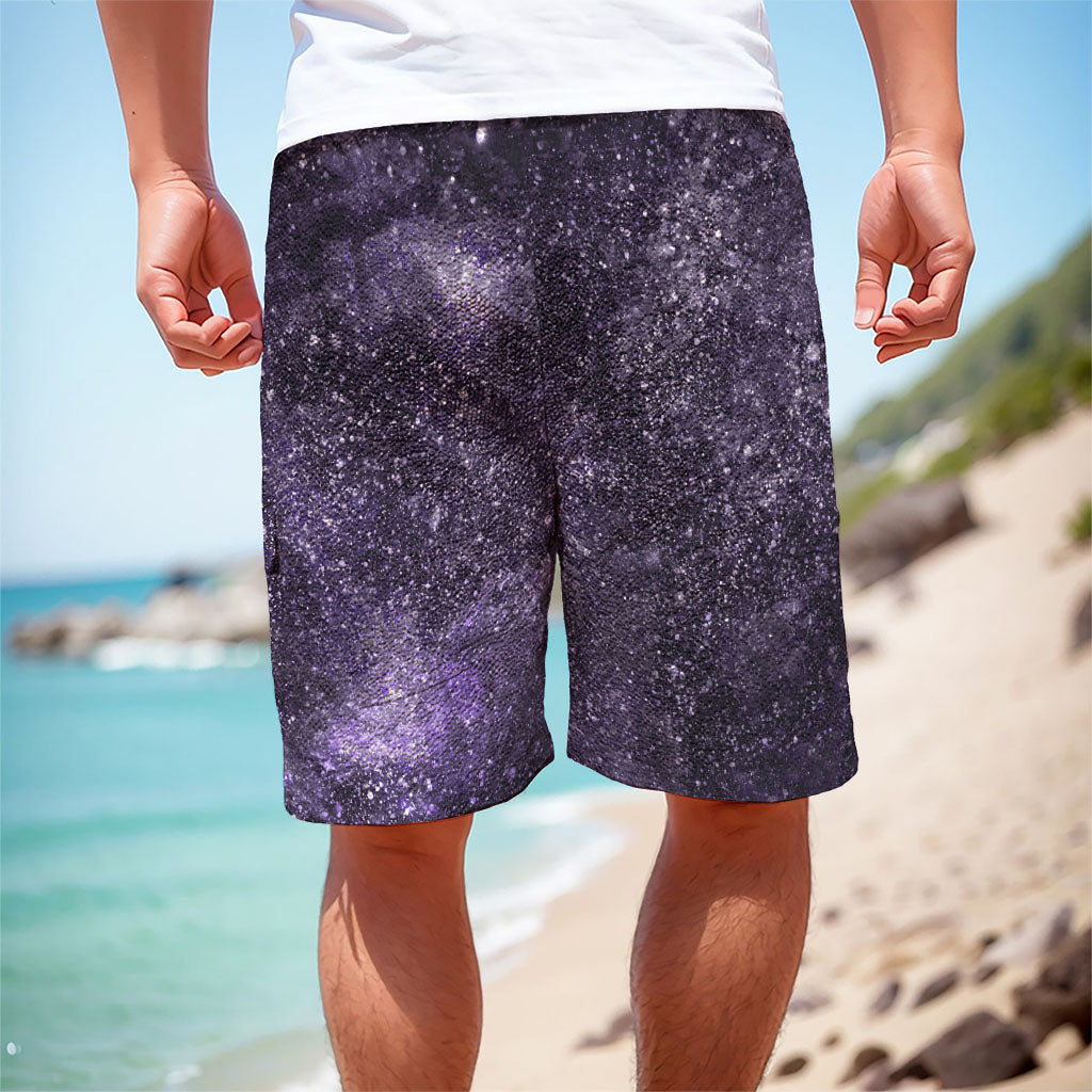Dark Purple Cosmos Galaxy Space Print Men's Cargo Shorts