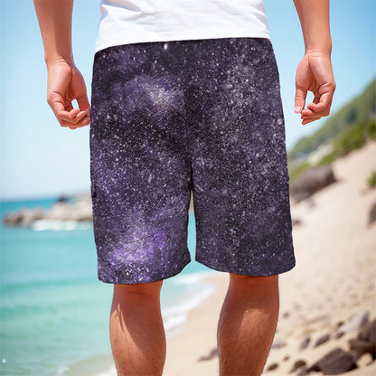 Dark Purple Cosmos Galaxy Space Print Men's Cargo Shorts