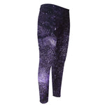 Dark Purple Cosmos Galaxy Space Print Men's Compression Pants