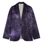 Dark Purple Cosmos Galaxy Space Print Men's Cotton Blazer