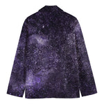 Dark Purple Cosmos Galaxy Space Print Men's Cotton Blazer