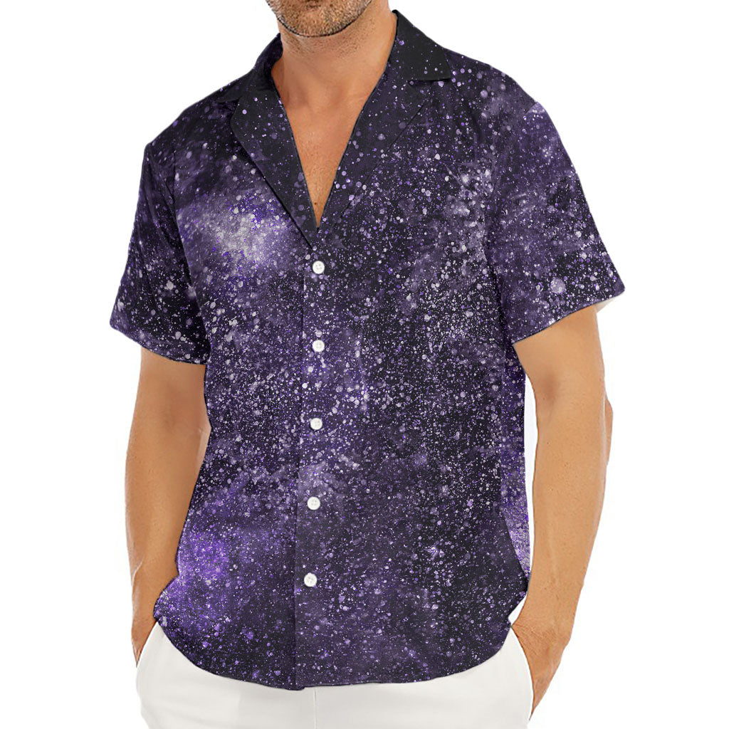 Dark Purple Cosmos Galaxy Space Print Men's Deep V-Neck Shirt