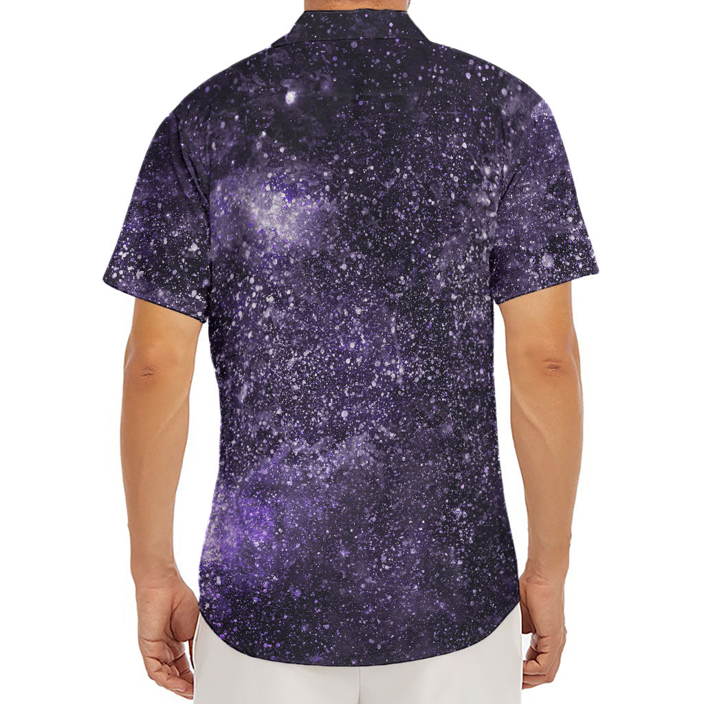 Dark Purple Cosmos Galaxy Space Print Men's Deep V-Neck Shirt