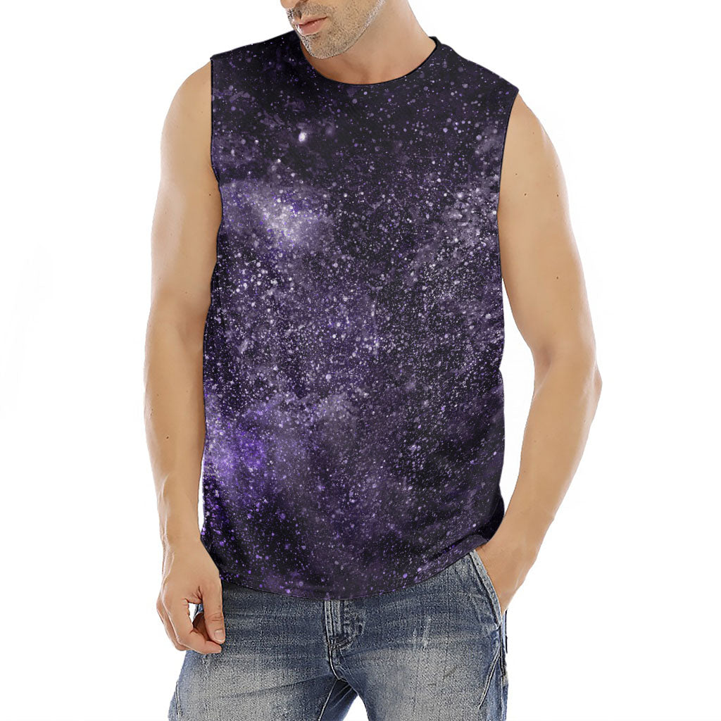 Dark Purple Cosmos Galaxy Space Print Men's Fitness Tank Top