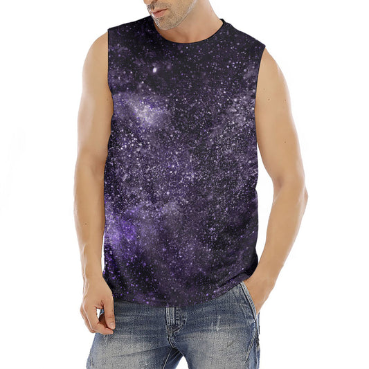 Dark Purple Cosmos Galaxy Space Print Men's Fitness Tank Top