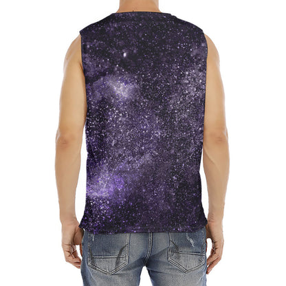 Dark Purple Cosmos Galaxy Space Print Men's Fitness Tank Top