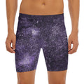 Dark Purple Cosmos Galaxy Space Print Men's Long Boxer Briefs