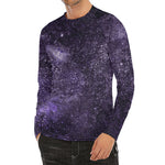 Dark Purple Cosmos Galaxy Space Print Men's Long Sleeve Rash Guard