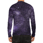 Dark Purple Cosmos Galaxy Space Print Men's Long Sleeve Rash Guard