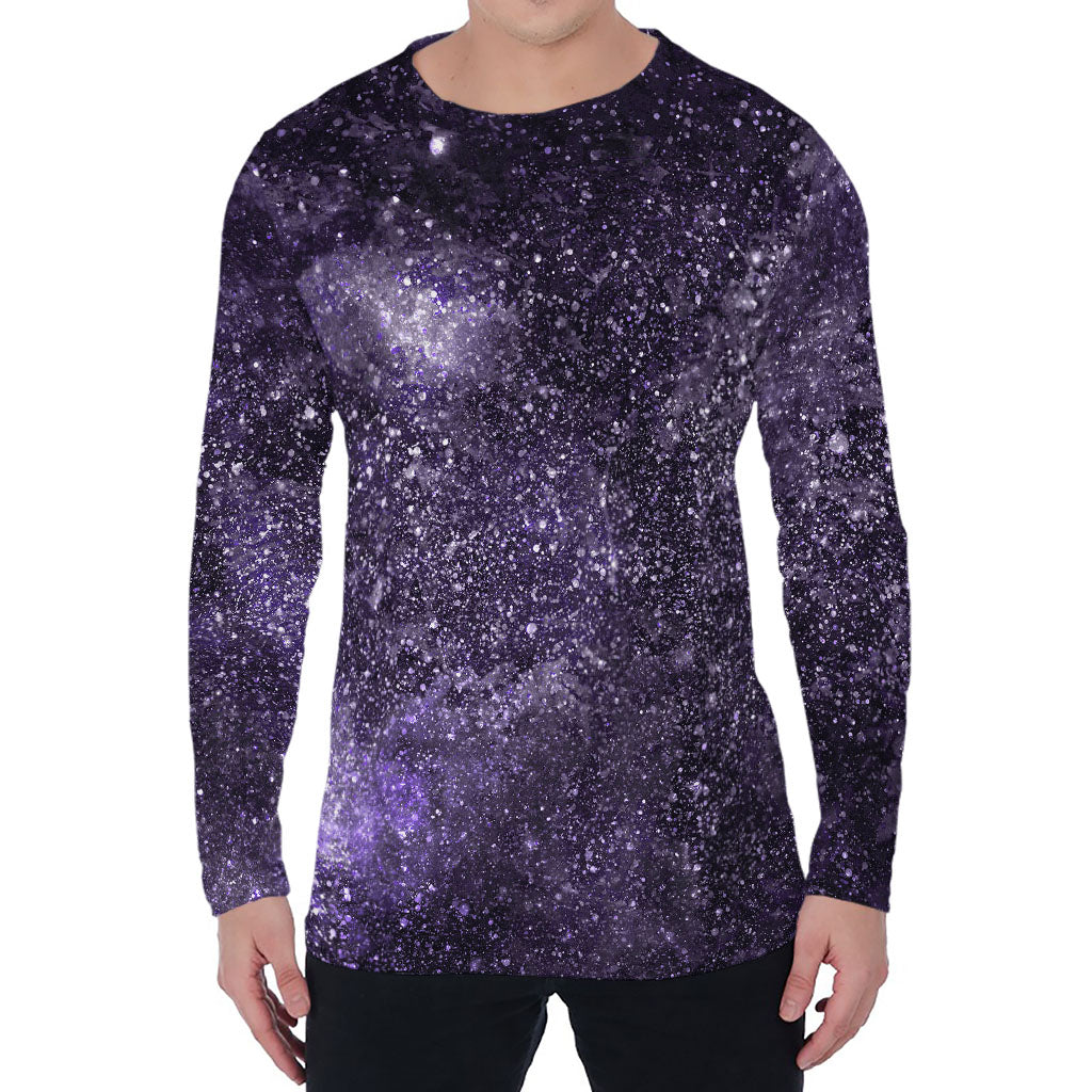 Dark Purple Cosmos Galaxy Space Print Men's Long Sleeve T-Shirt