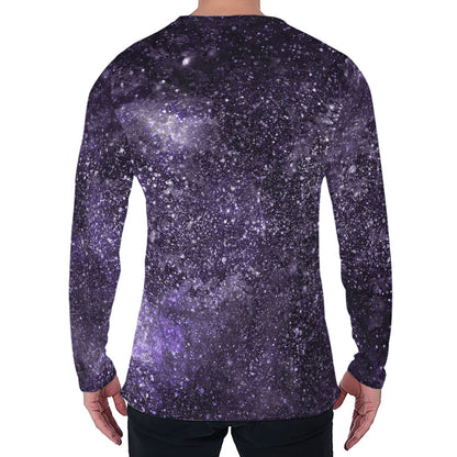 Dark Purple Cosmos Galaxy Space Print Men's Long Sleeve T-Shirt