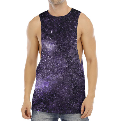 Dark Purple Cosmos Galaxy Space Print Men's Muscle Tank Top