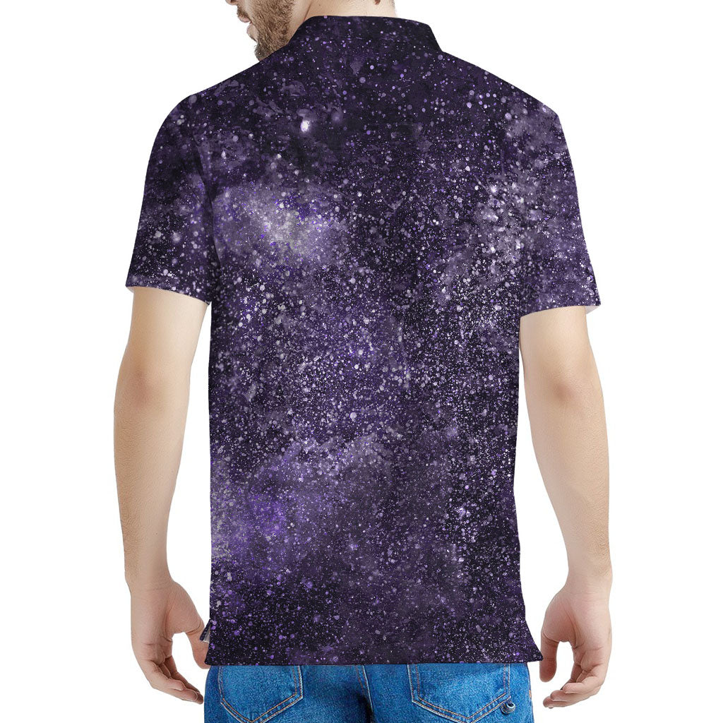Dark Purple Cosmos Galaxy Space Print Men's Polo Shirt