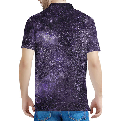 Dark Purple Cosmos Galaxy Space Print Men's Polo Shirt