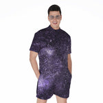 Dark Purple Cosmos Galaxy Space Print Men's Rompers