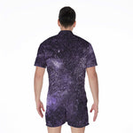 Dark Purple Cosmos Galaxy Space Print Men's Rompers