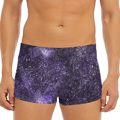 Dark Purple Cosmos Galaxy Space Print Men's Short Boxer Briefs