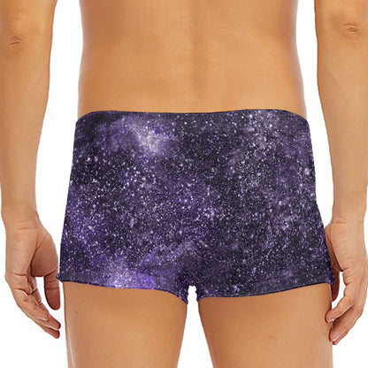 Dark Purple Cosmos Galaxy Space Print Men's Short Boxer Briefs