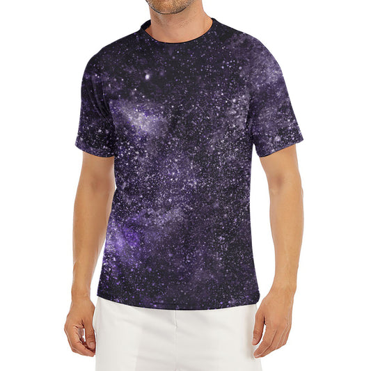Dark Purple Cosmos Galaxy Space Print Men's Short Sleeve Rash Guard