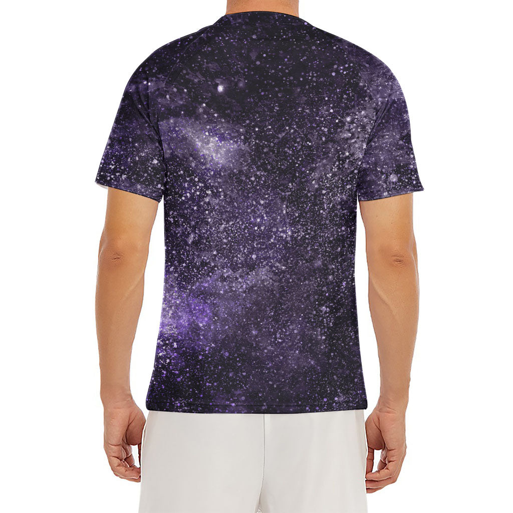 Dark Purple Cosmos Galaxy Space Print Men's Short Sleeve Rash Guard
