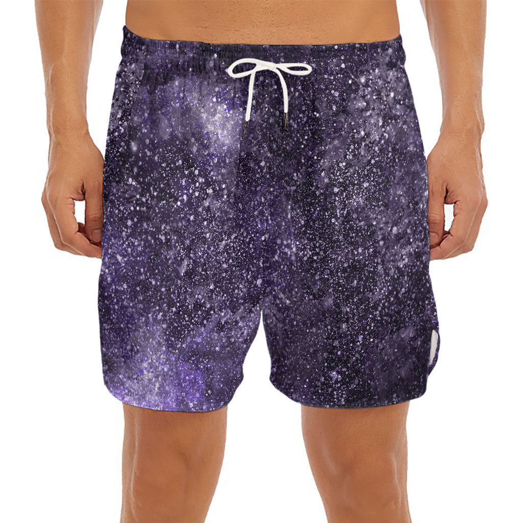 Dark Purple Cosmos Galaxy Space Print Men's Split Running Shorts
