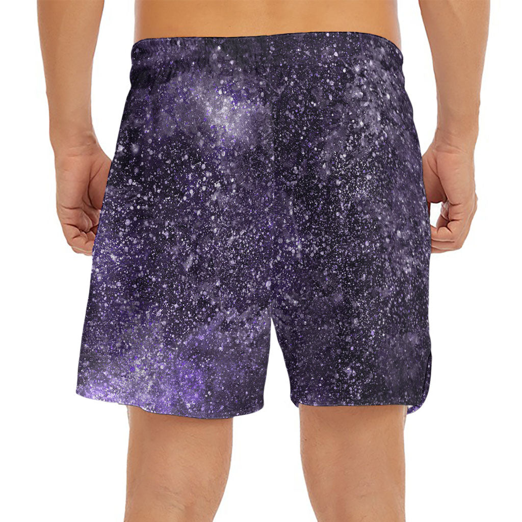 Dark Purple Cosmos Galaxy Space Print Men's Split Running Shorts