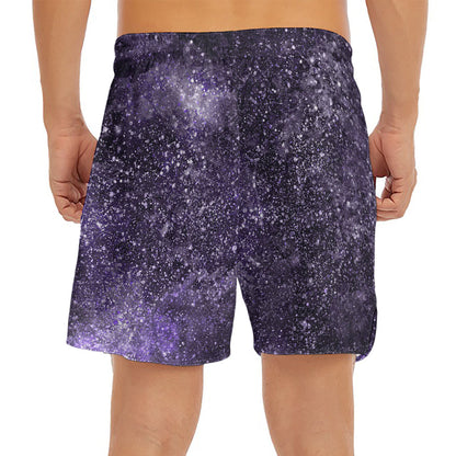 Dark Purple Cosmos Galaxy Space Print Men's Split Running Shorts