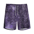 Dark Purple Cosmos Galaxy Space Print Men's Athletic Shorts