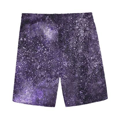 Dark Purple Cosmos Galaxy Space Print Men's Sports Shorts