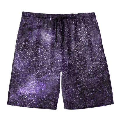 Dark Purple Cosmos Galaxy Space Print Men's Swim Trunks