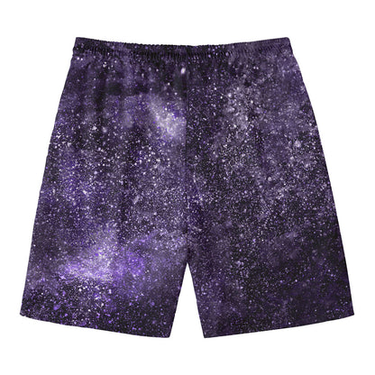 Dark Purple Cosmos Galaxy Space Print Men's Swim Trunks