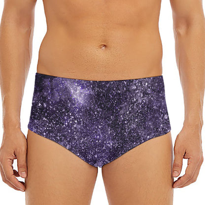 Dark Purple Cosmos Galaxy Space Print Men's Triangle Swim Briefs