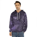 Dark Purple Cosmos Galaxy Space Print Men's Velvet Pullover Hoodie