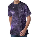 Dark Purple Cosmos Galaxy Space Print Men's Velvet T-Shirt