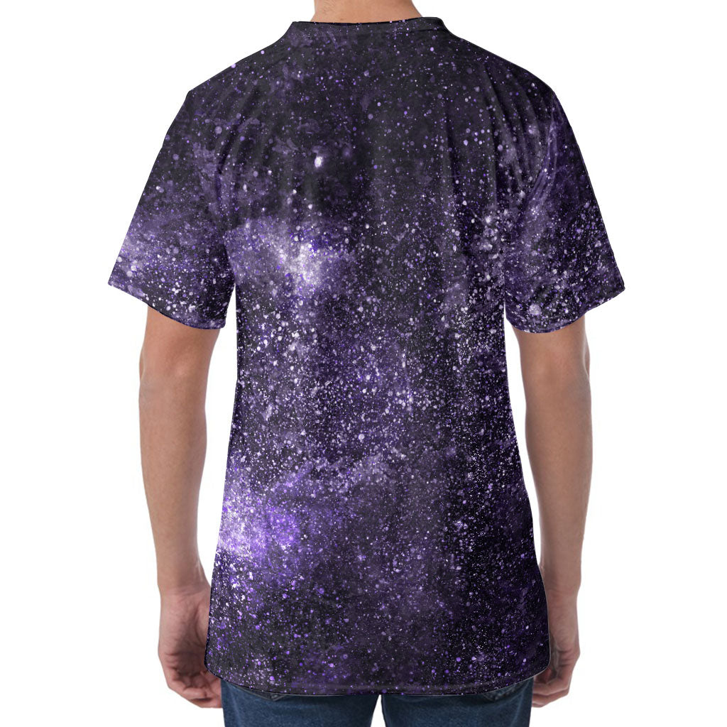 Dark Purple Cosmos Galaxy Space Print Men's Velvet T-Shirt