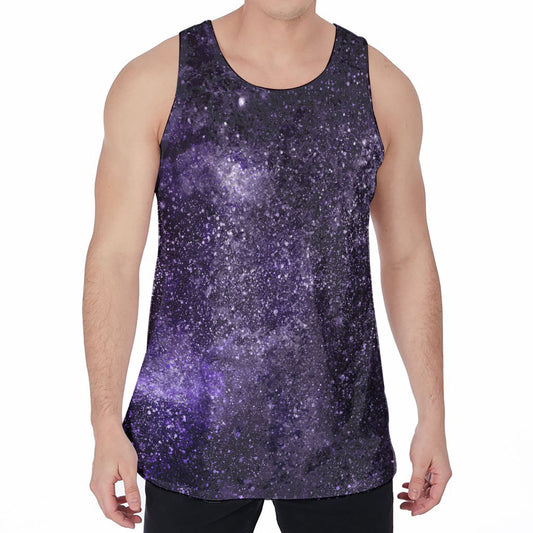 Dark Purple Cosmos Galaxy Space Print Men's Velvet Tank Top