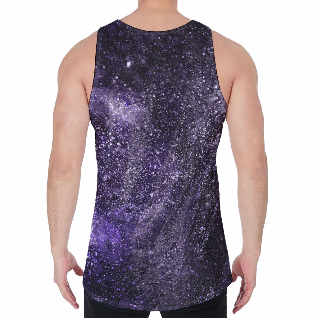 Dark Purple Cosmos Galaxy Space Print Men's Velvet Tank Top