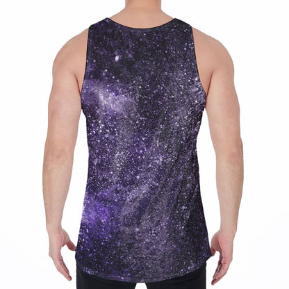Dark Purple Cosmos Galaxy Space Print Men's Velvet Tank Top