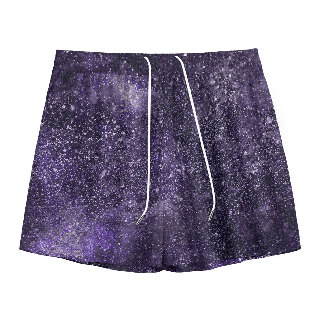 Dark Purple Cosmos Galaxy Space Print Mesh Shorts