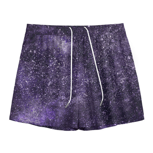 Dark Purple Cosmos Galaxy Space Print Mesh Shorts