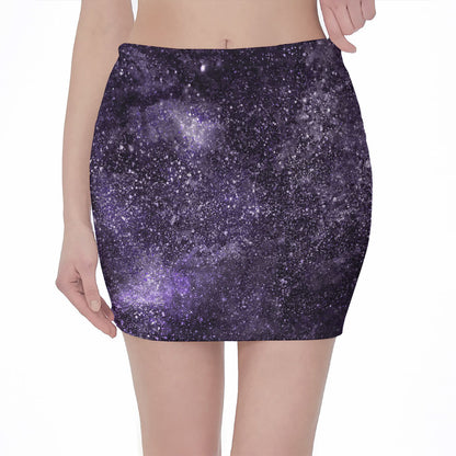 Dark Purple Cosmos Galaxy Space Print Pencil Mini Skirt