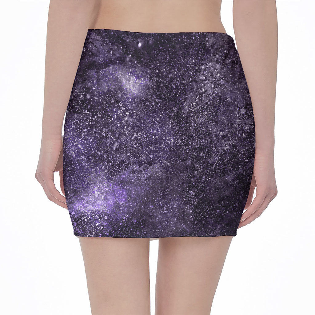 Dark Purple Cosmos Galaxy Space Print Pencil Mini Skirt