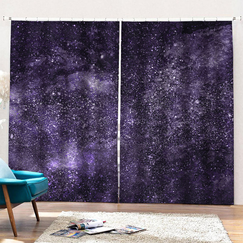 Dark Purple Cosmos Galaxy Space Print Pencil Pleat Curtains