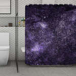 Dark Purple Cosmos Galaxy Space Print Polyester Shower Curtain