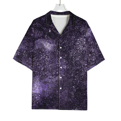Dark Purple Cosmos Galaxy Space Print Rayon Hawaiian Shirt