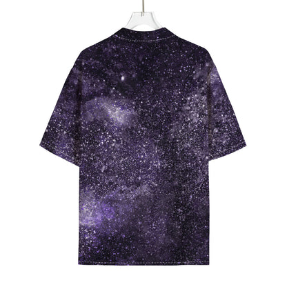 Dark Purple Cosmos Galaxy Space Print Rayon Hawaiian Shirt