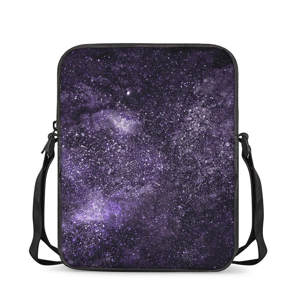 Dark Purple Cosmos Galaxy Space Print Rectangular Crossbody Bag